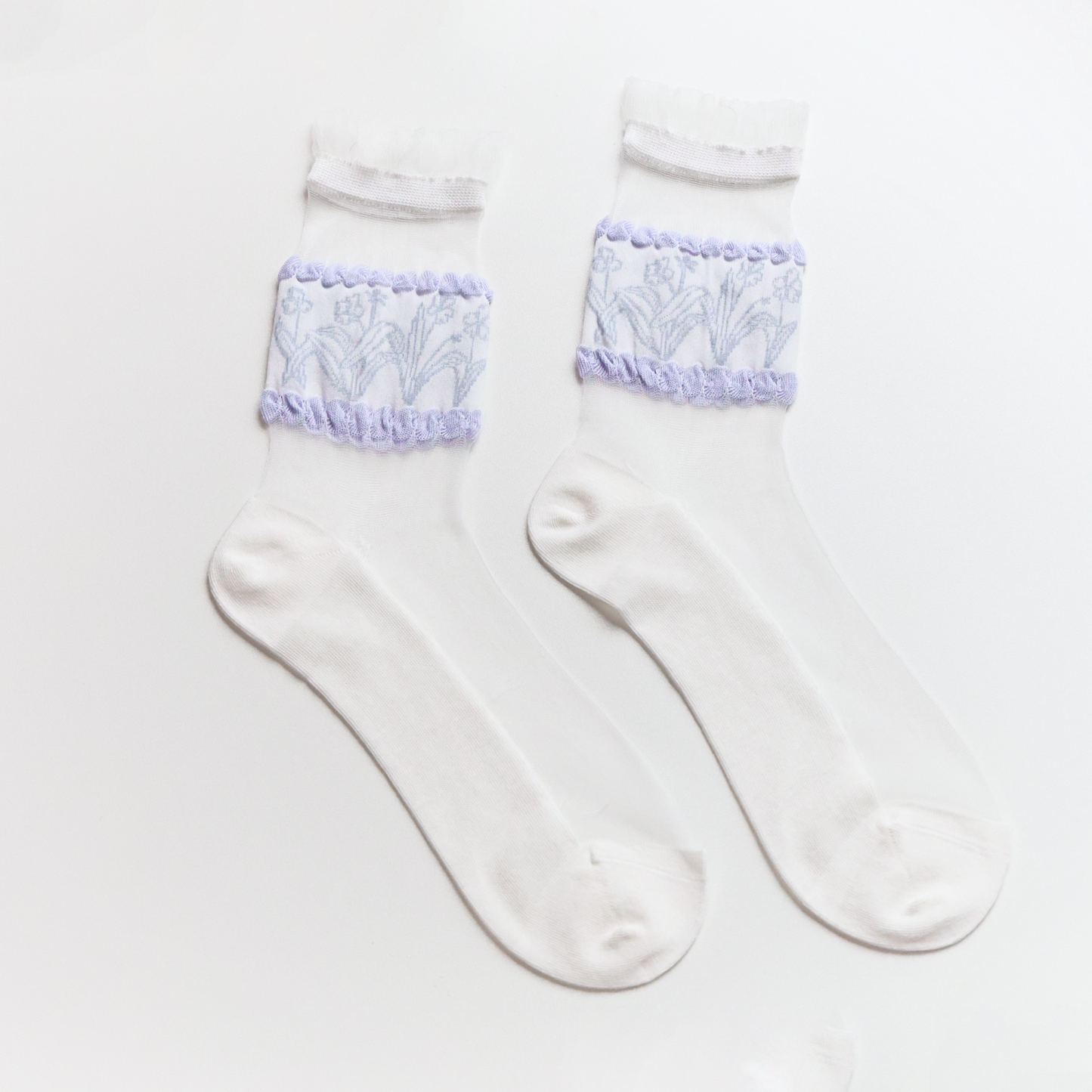 2-Pack Women’s Purple Floral Mesh Socks – Thin, Lightweight & Breathable
