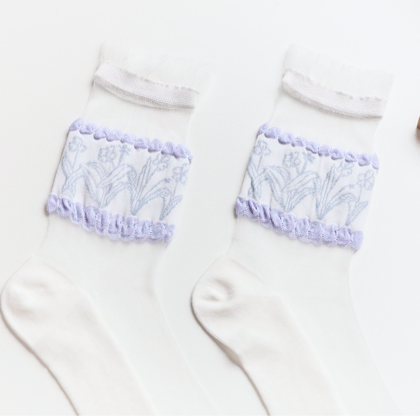 2-Pack Women’s Purple Floral Mesh Socks – Thin, Lightweight & Breathable