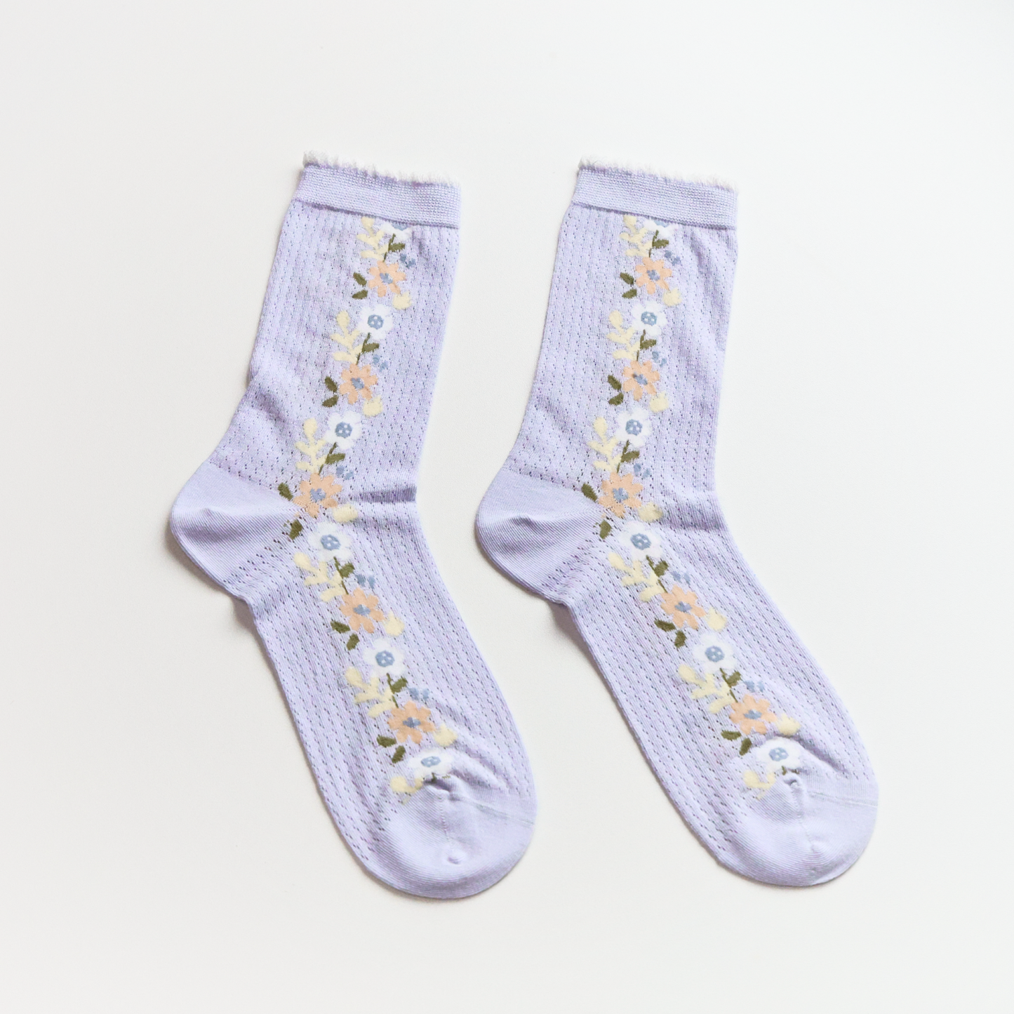 2-Pack Women’s Purple Floral Mesh Socks – Thin, Lightweight & Breathable