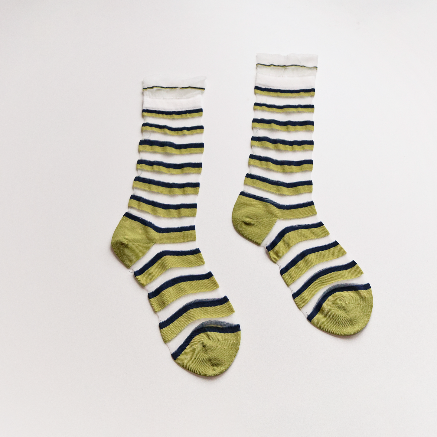 2-Pack Women's Sheer Stripe Summer Socks - Lightweight Mid-Calf Style