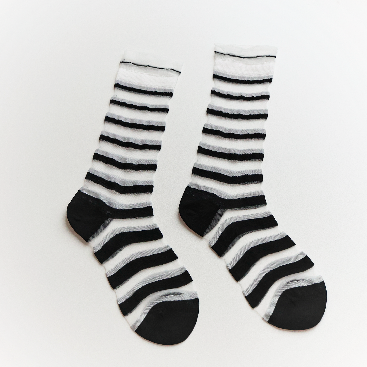 2-Pack Women's Sheer Stripe Summer Socks - Lightweight Mid-Calf Style