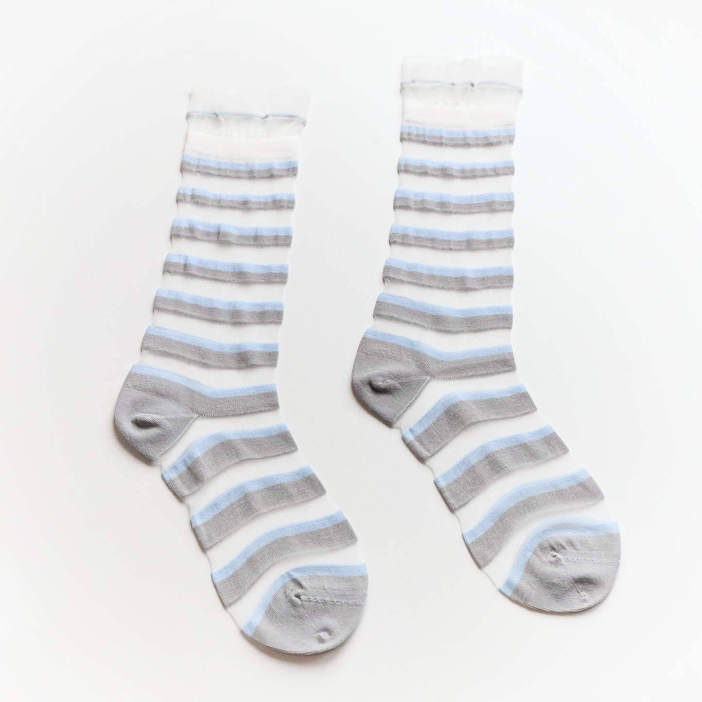 2-Pack Women's Sheer Stripe Summer Socks - Lightweight Mid-Calf Style