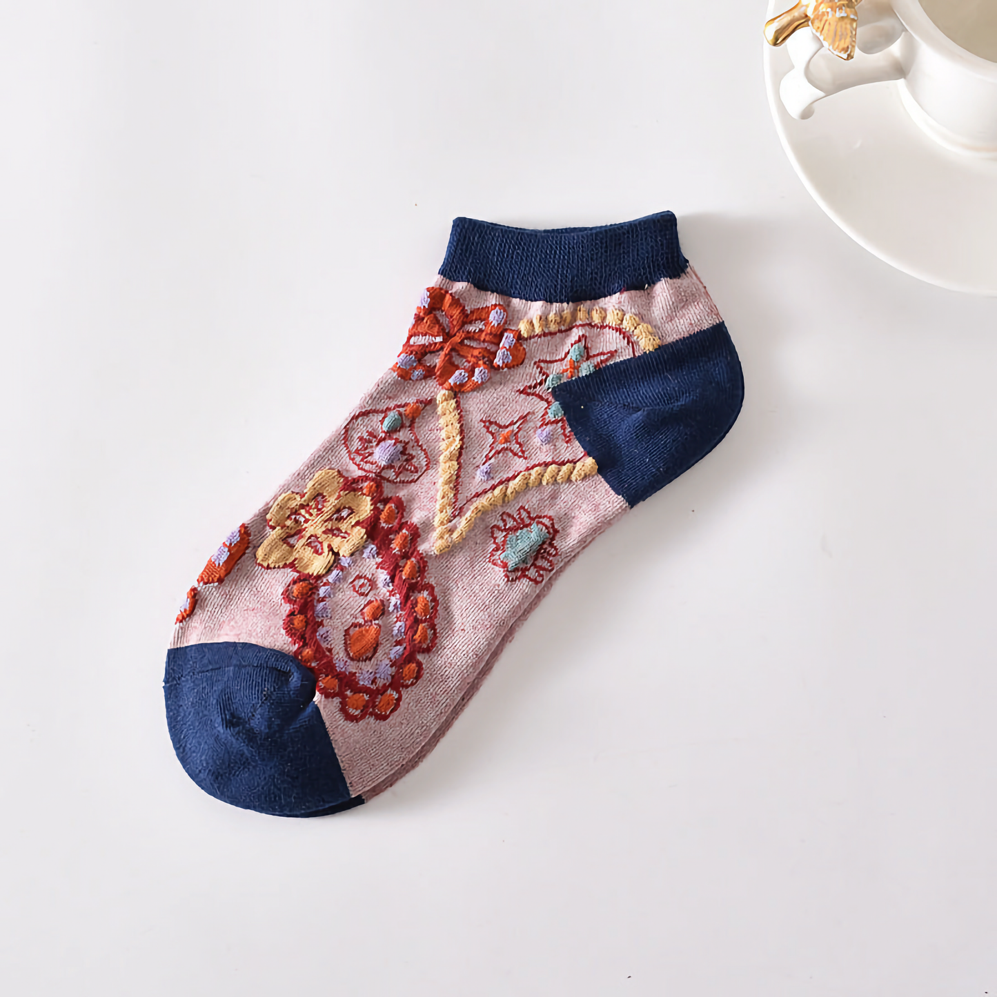 5-Pack Vintage Floral Women's Cotton Vibrant Ankle Socks