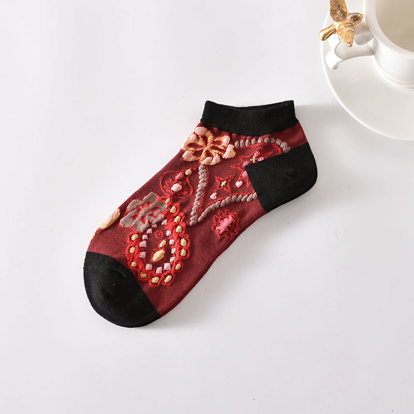 5-Pack Vintage Floral Women's Cotton Vibrant Ankle Socks
