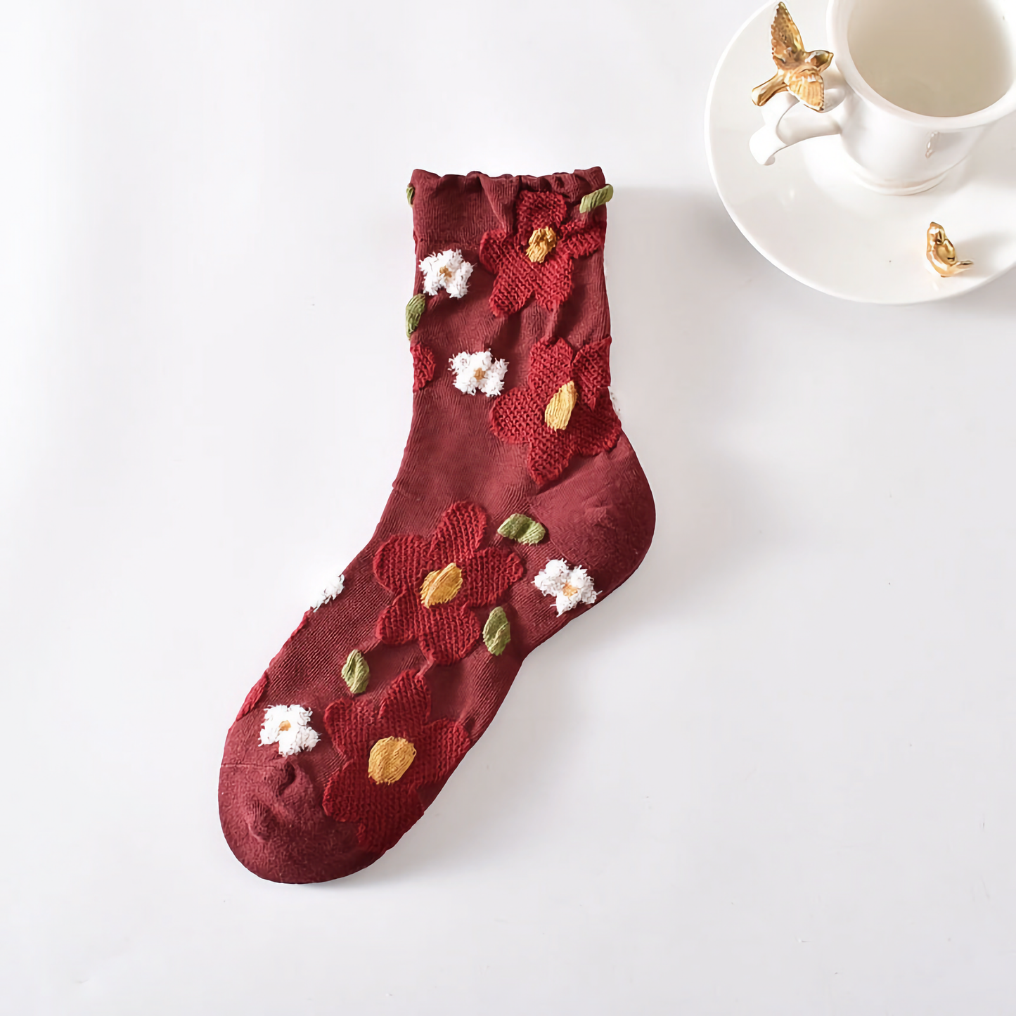 5-Pack Women's Floral Cotton Socks - Stylish and Colorful