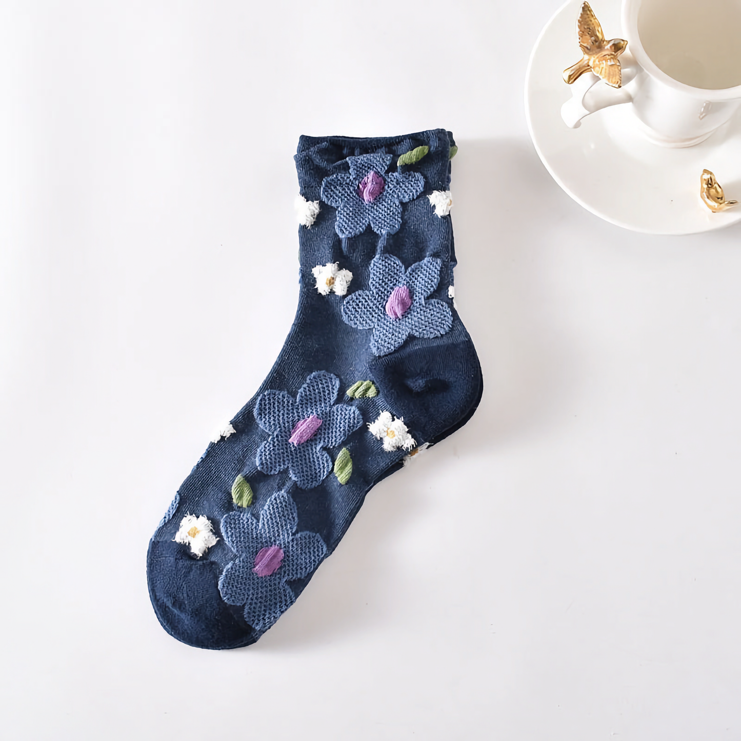 5-Pack Women's Floral Cotton Socks - Stylish and Colorful