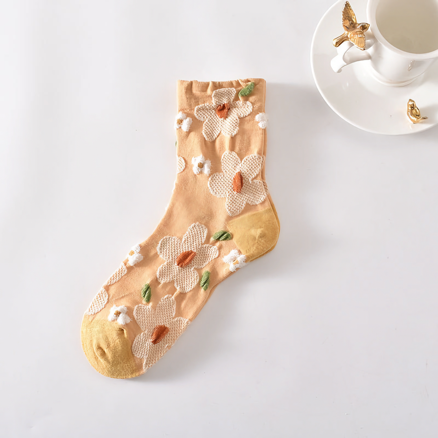 5-Pack Women's Floral Cotton Socks - Stylish and Colorful