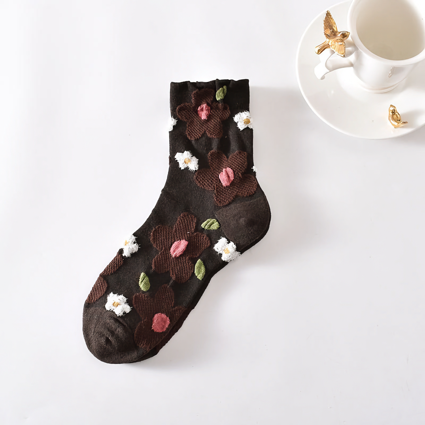 5-Pack Women's Floral Cotton Socks - Stylish and Colorful
