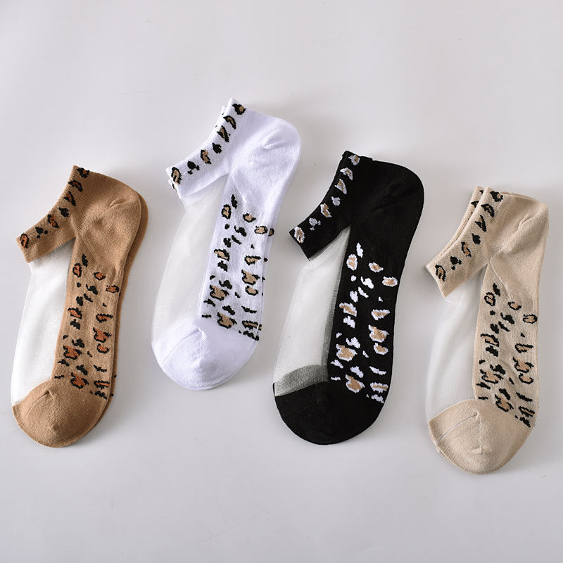 5-Pack Stylish Women's Leopard Print Ankle Socks