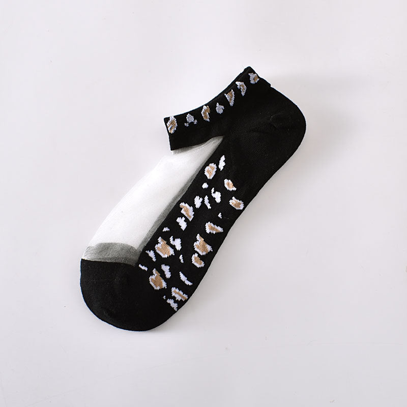 5-Pack Stylish Women's Leopard Print Ankle Socks