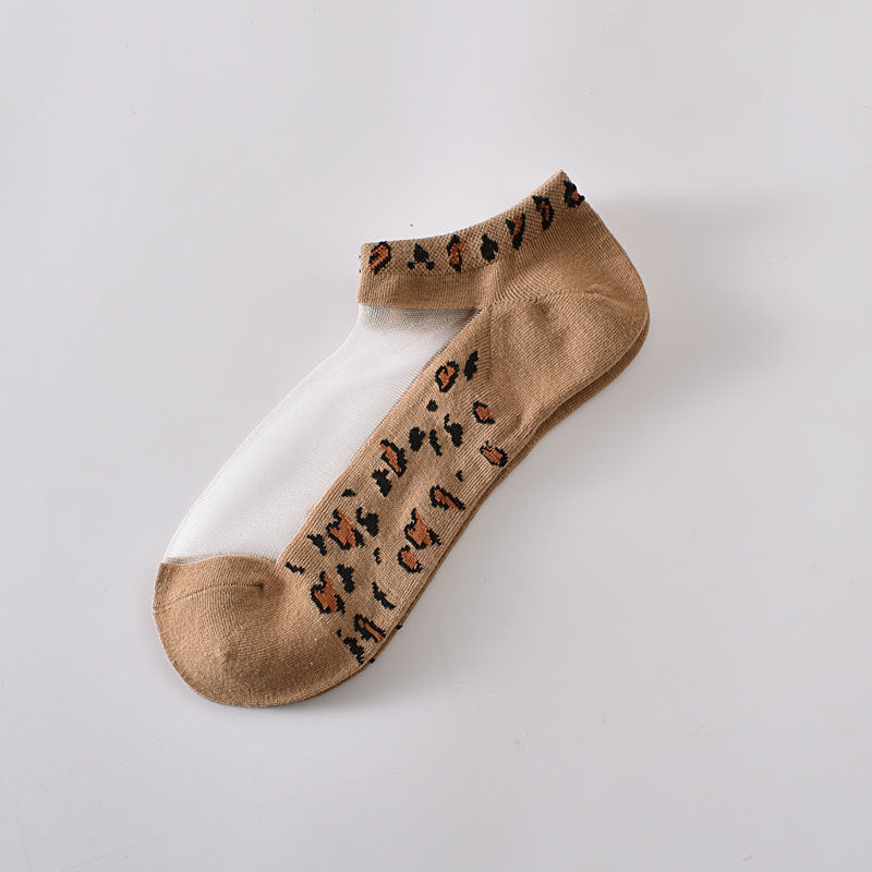 5-Pack Stylish Women's Leopard Print Ankle Socks