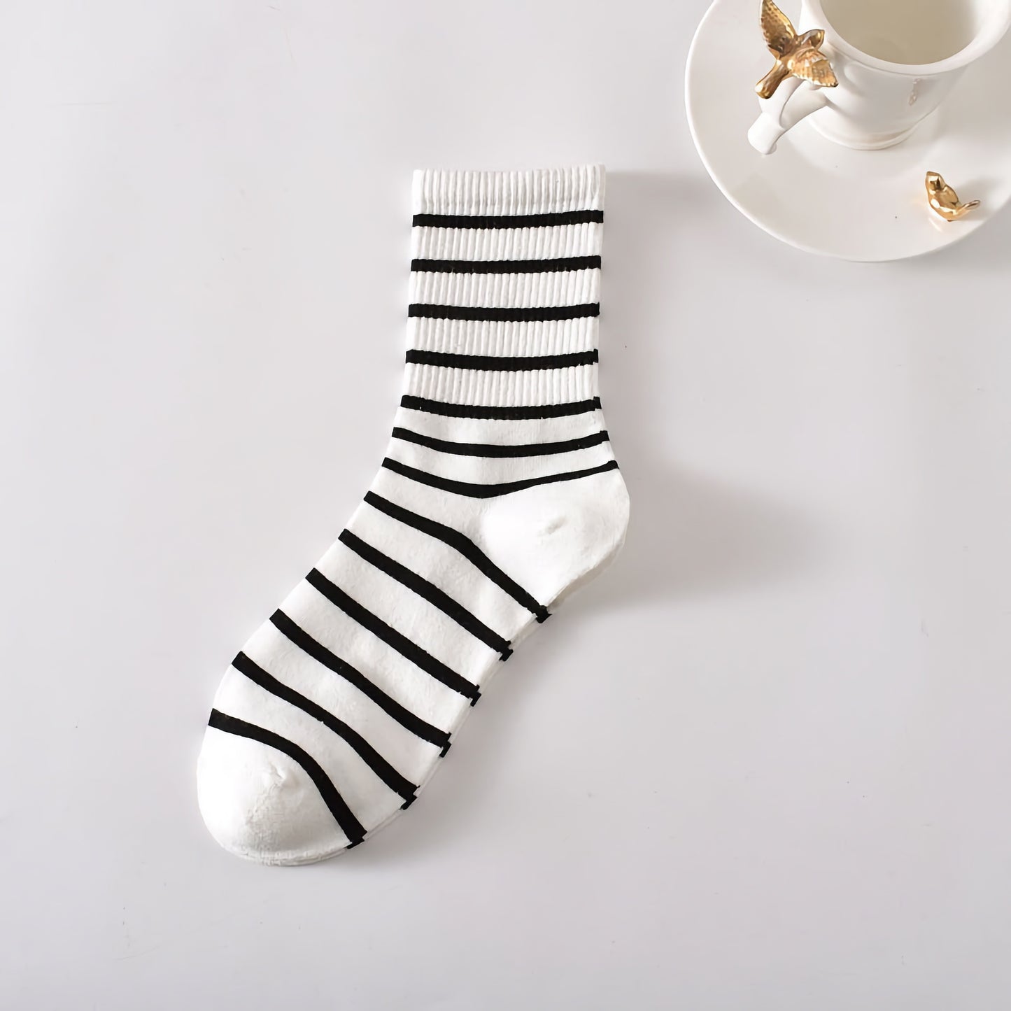 5-Pack Women's Striped Cotton Socks - Classic & Stylish