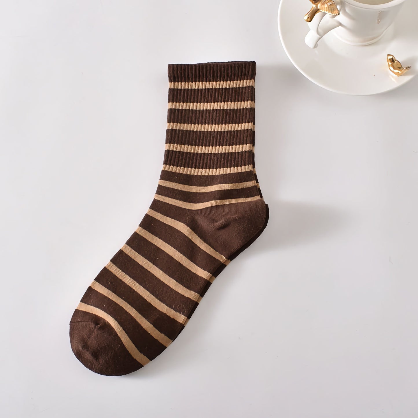5-Pack Women's Striped Cotton Socks - Classic & Stylish