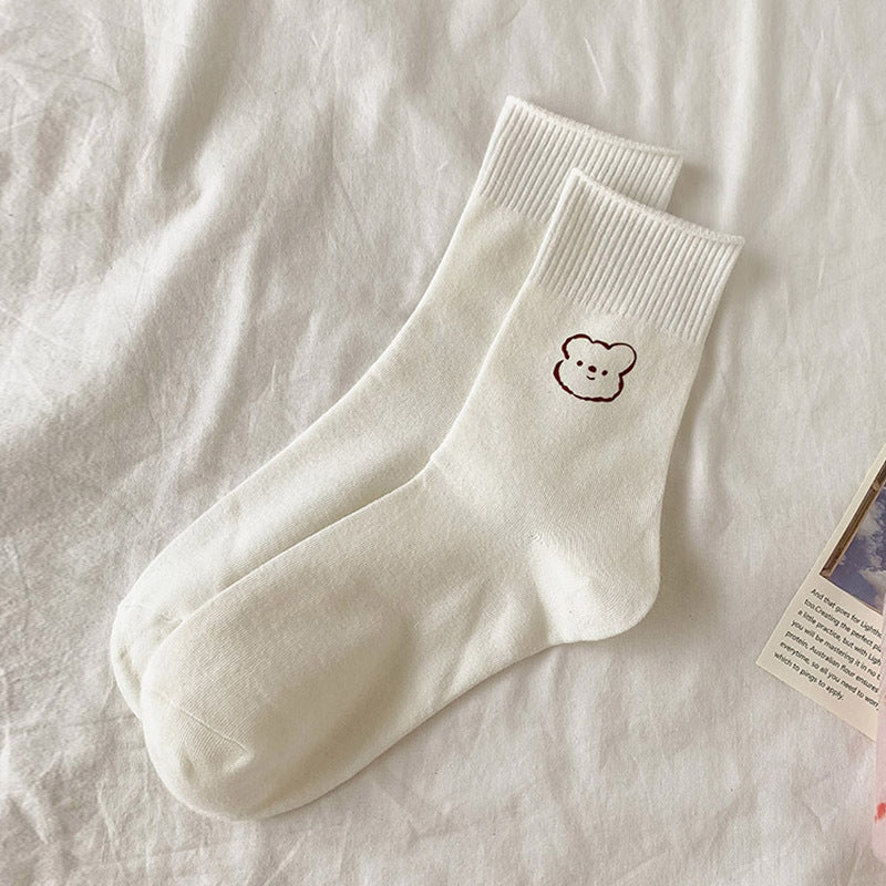 2-Pack Animal Print Crew Socks – Playful Cartoon Style