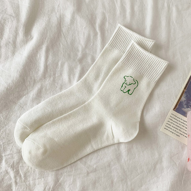 2-Pack Animal Print Crew Socks – Playful Cartoon Style
