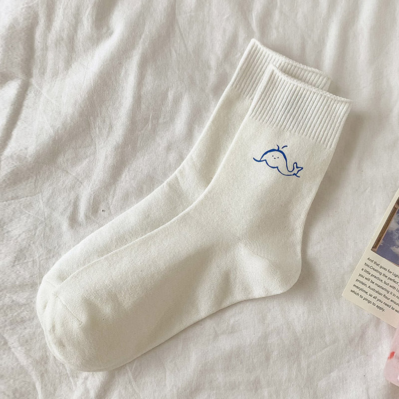 2-Pack Animal Print Crew Socks – Playful Cartoon Style