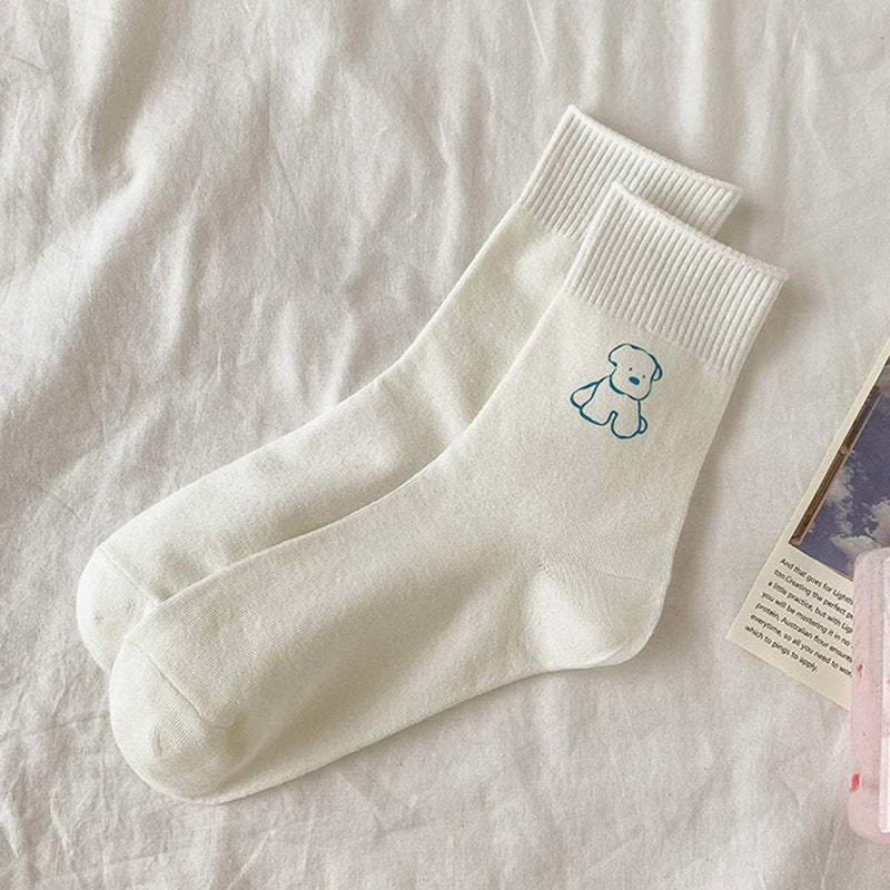 2-Pack Animal Print Crew Socks – Playful Cartoon Style