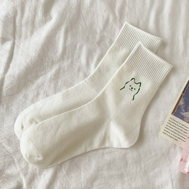2-Pack Animal Print Crew Socks – Playful Cartoon Style