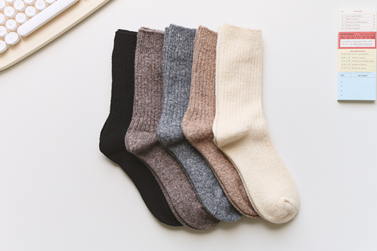 2-Pack Warm Cashmere & Wool Blend Socks – Solid Colors for Winter
