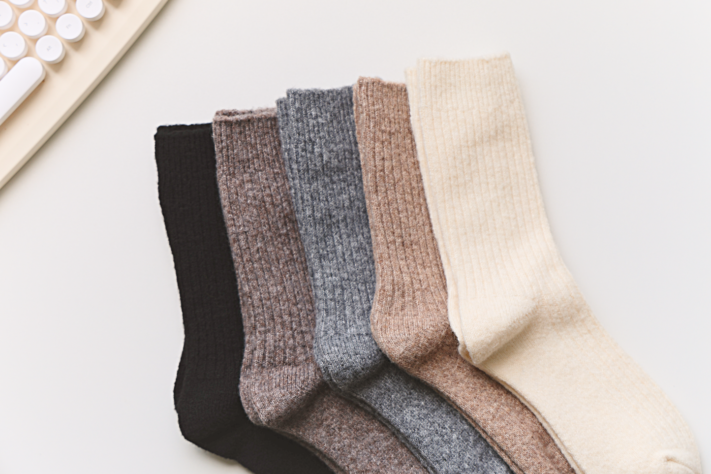 2-Pack Warm Cashmere & Wool Blend Socks – Solid Colors for Winter
