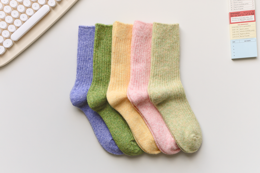 2-Pack Warm Cashmere & Wool Blend Socks – Solid Colours for Winter