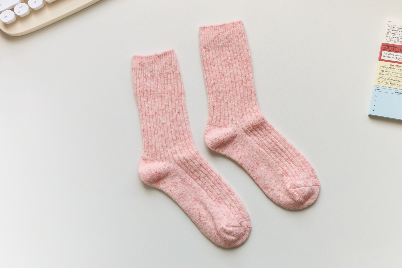2-Pack Warm Cashmere & Wool Blend Socks – Solid Colours for Winter