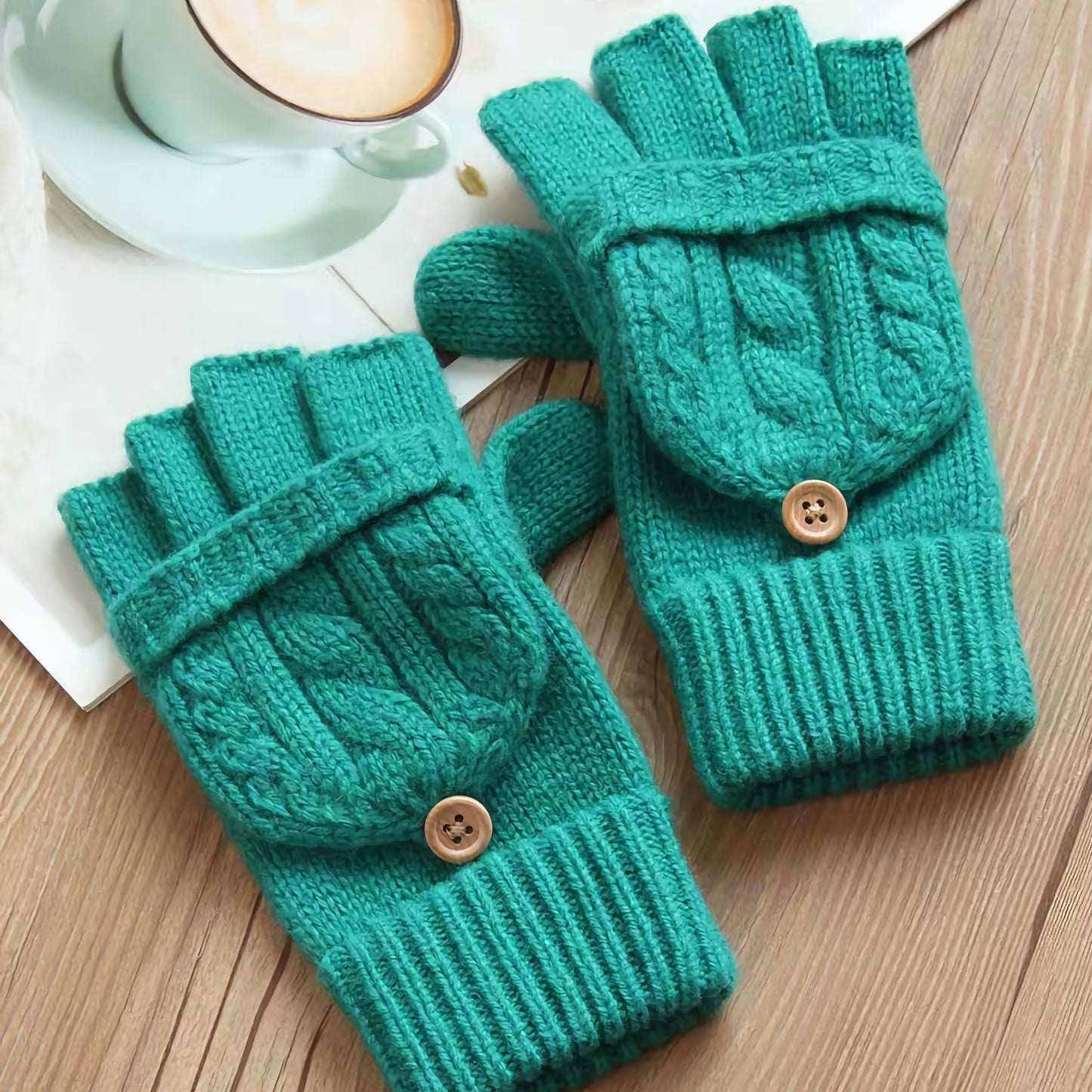 Flip-Cover Wool Gloves for Women, Fingerless & Warm for Fall/Winter