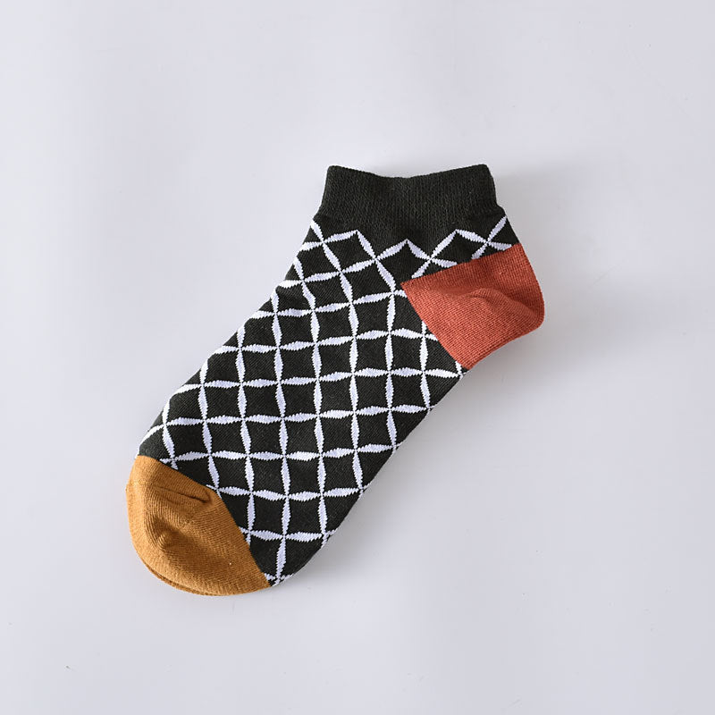 5-Pack Floral Ankle Socks: Knitted Cotton Low Cut Elegance