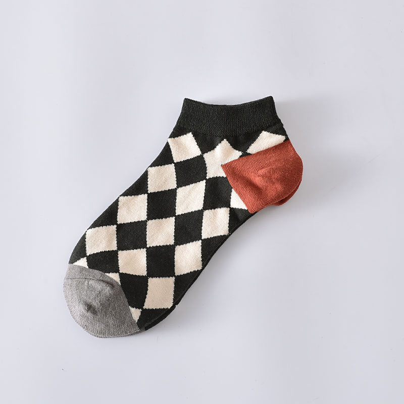 5-Pack Floral Ankle Socks: Knitted Cotton Low Cut Elegance