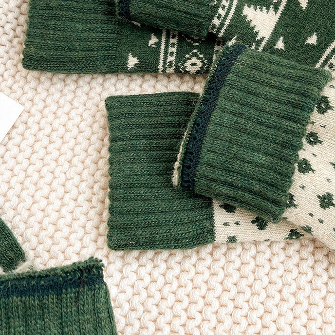 2-Pack Green Wool Christmas Socks for Women - Thick & Warm