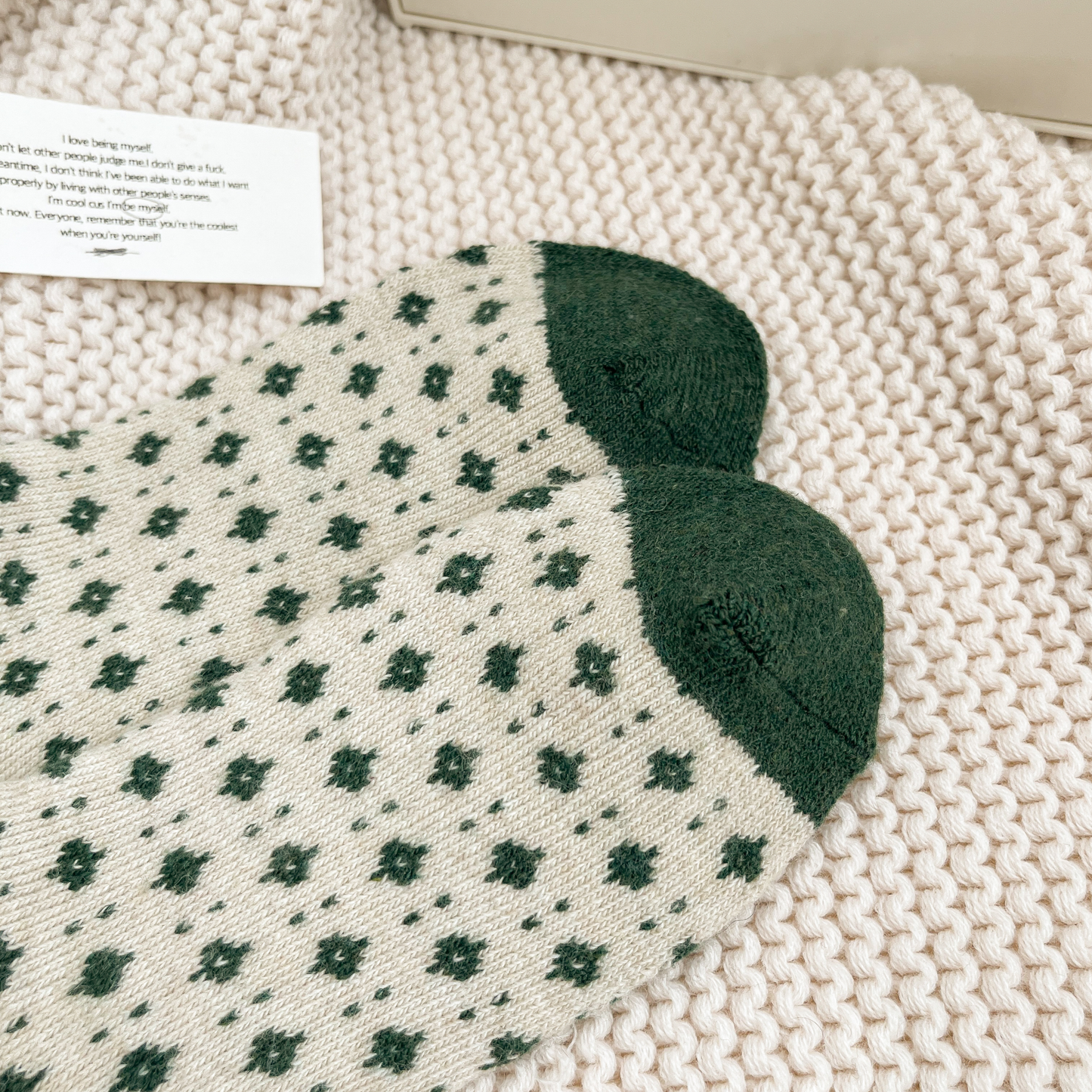 2-Pack Green Wool Christmas Socks for Women - Thick & Warm