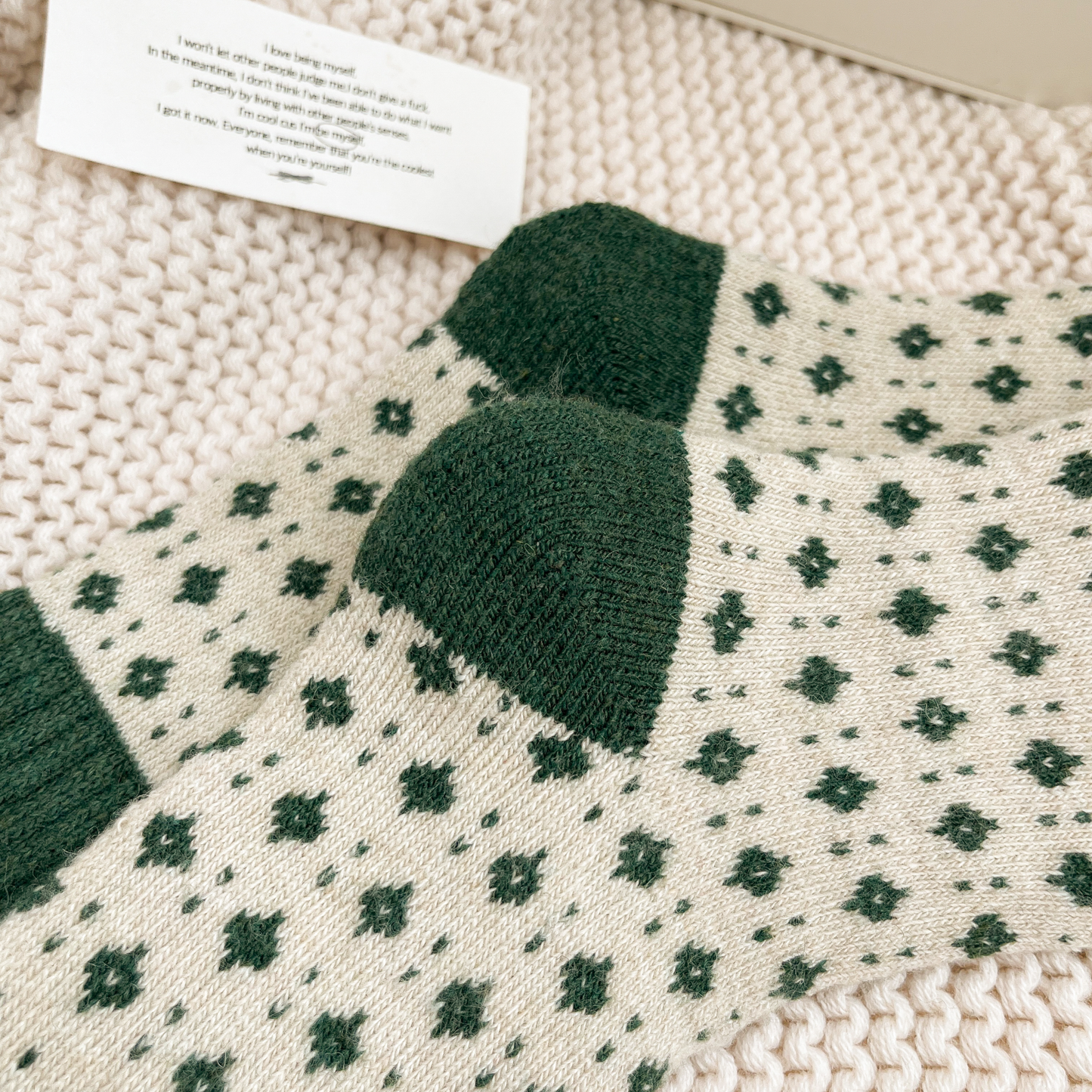 2-Pack Green Wool Christmas Socks for Women - Thick & Warm