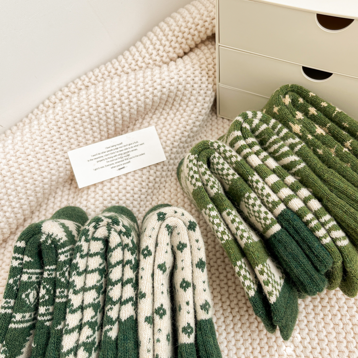 2-Pack Green Wool Christmas Socks for Women - Thick & Warm