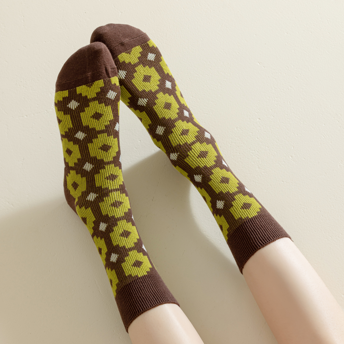 2-Pack Green Cotton Women's Socks - Stylish Minimalist Design for Everyday Wear