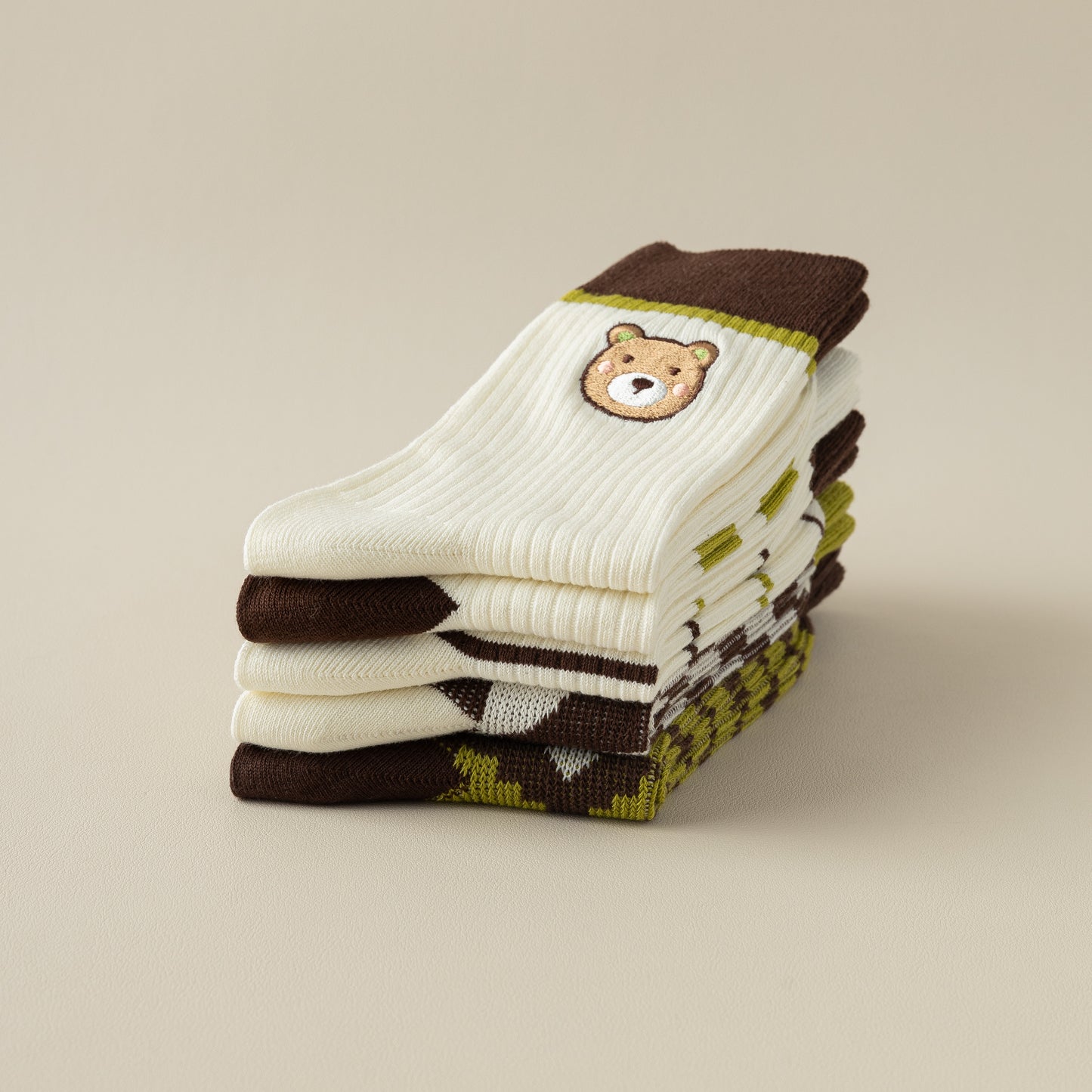 2-Pack Green Cotton Women's Socks - Stylish Minimalist Design for Everyday Wear