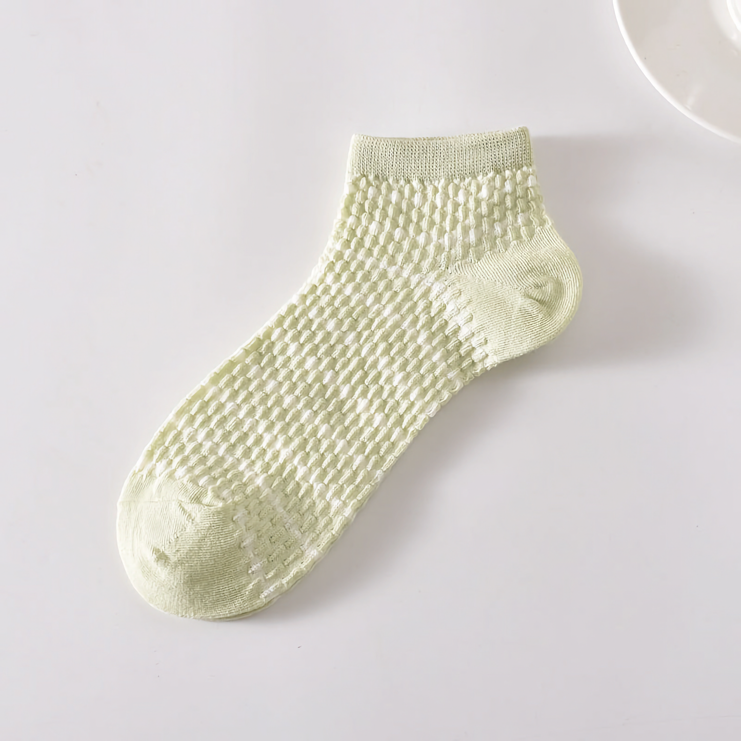 5-Pack Spring/Summer Green Ankle Socks with Rabbit Pattern