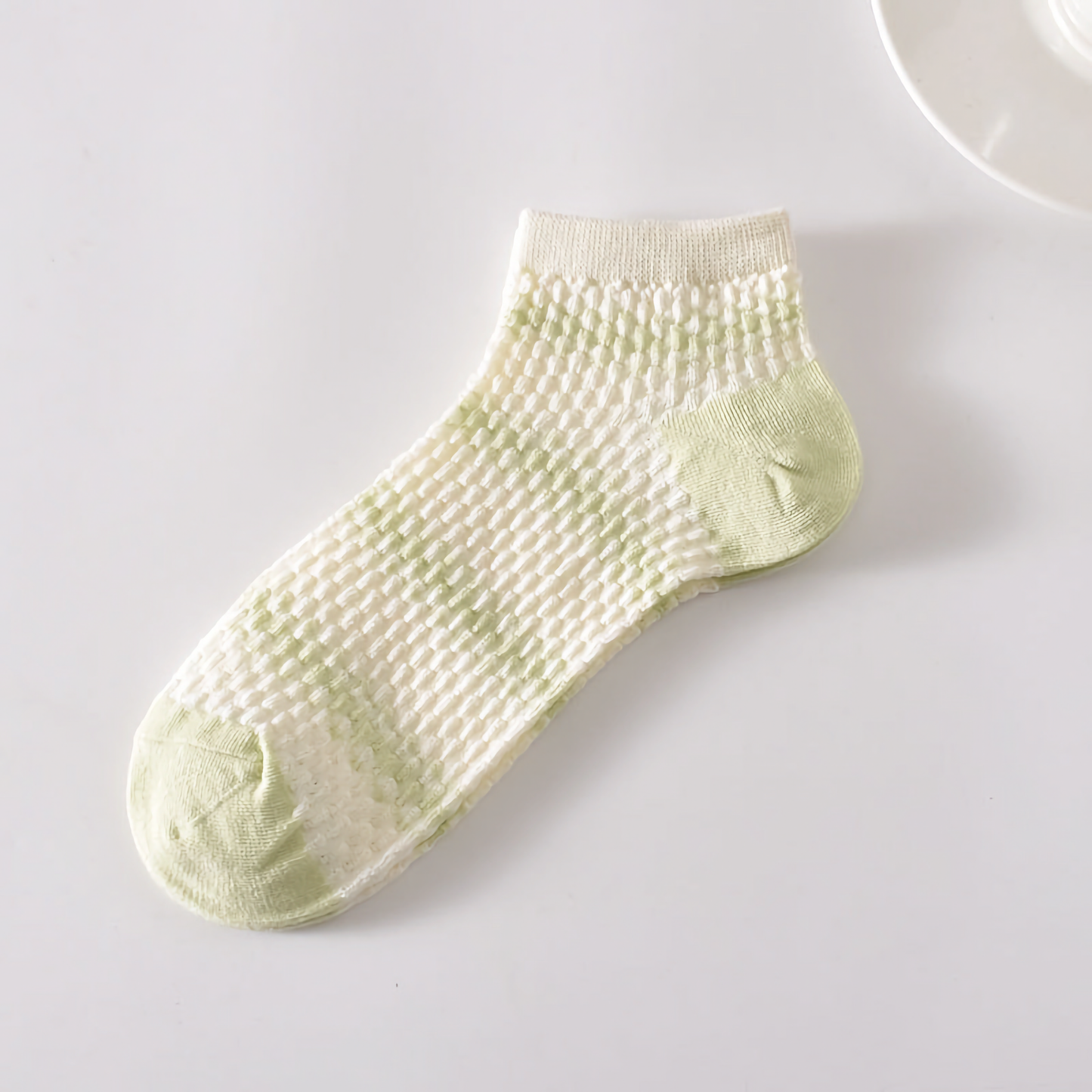 5-Pack Spring/Summer Green Ankle Socks with Rabbit Pattern