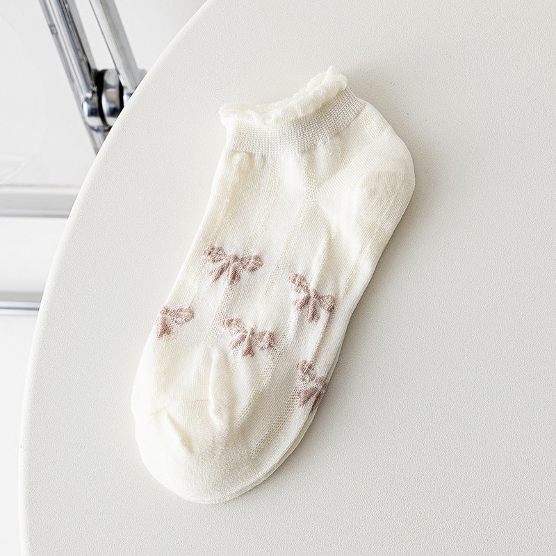 2-Pack White Lace Ankle Socks – Elegant Cotton Knit