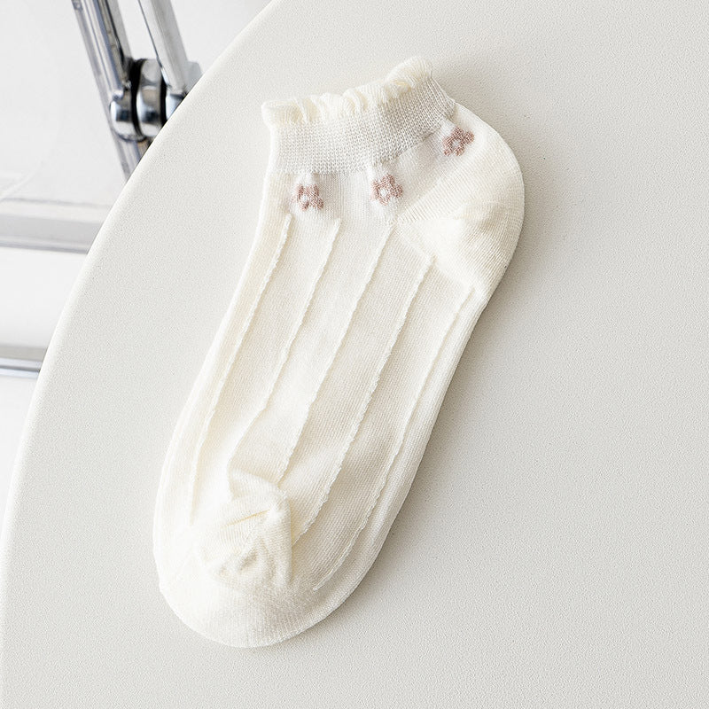 2-Pack White Lace Ankle Socks – Elegant Cotton Knit