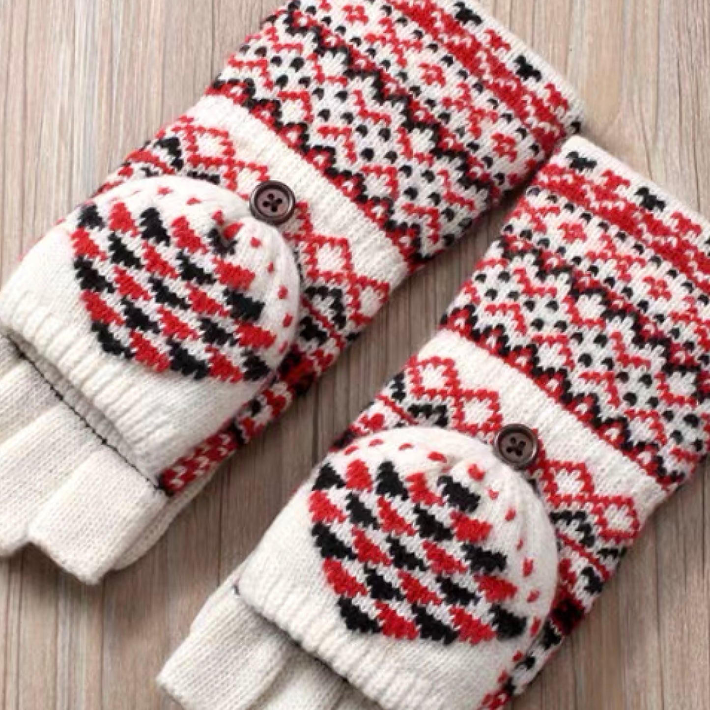 Woolen Half-Finger Gloves with Flip-Cover, Women's Winter Warmth