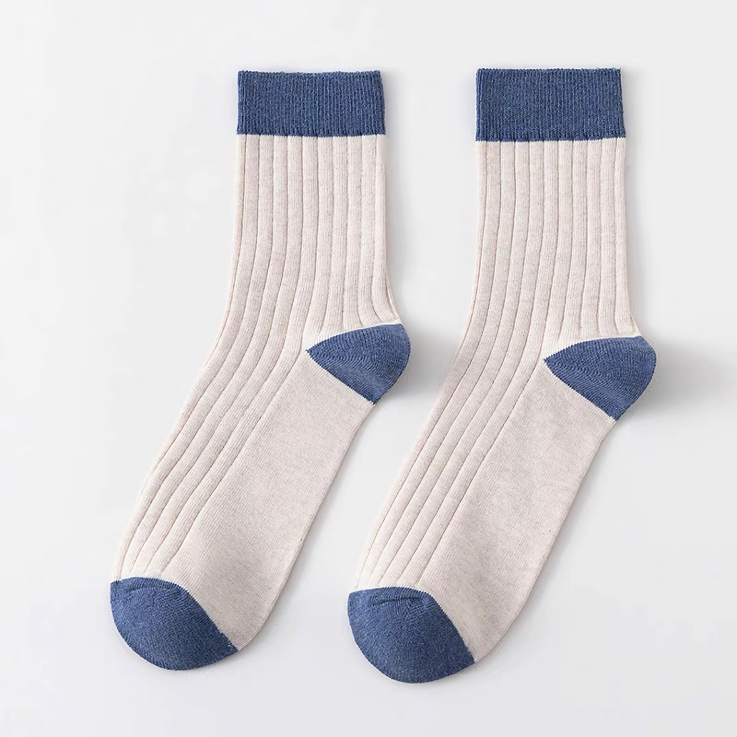 2-Pack Men's Color Block Rib Socks - Men's Pure Cotton Socks