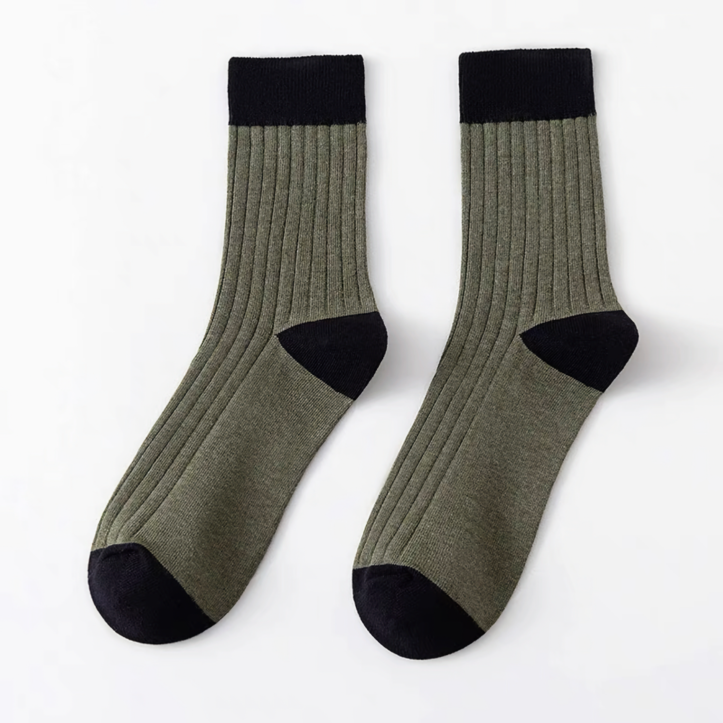 2-Pack Men's Color Block Rib Socks - Men's Pure Cotton Socks