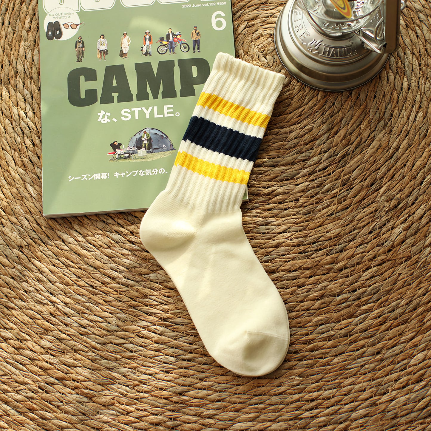 2-Pack Retro Men's Stripe Socks: Vintage Knitted Cotton Athletic Comfort
