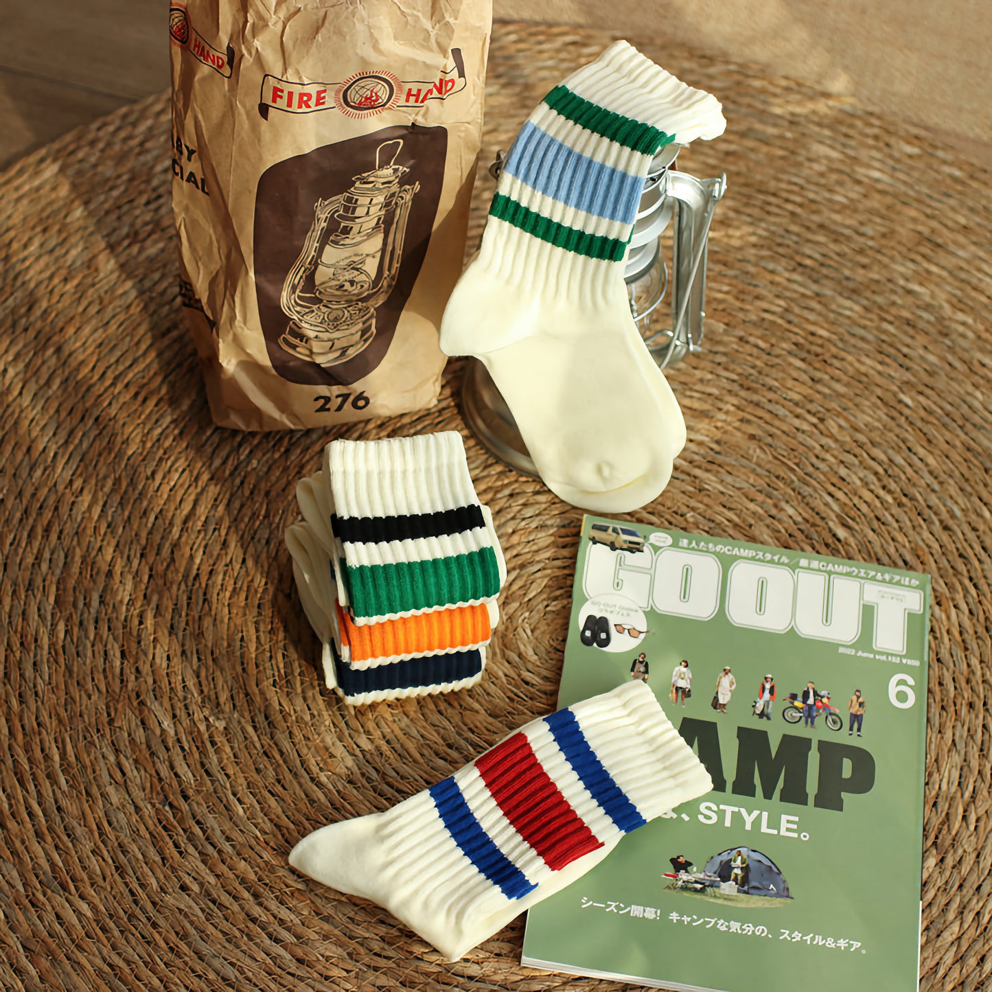 2-Pack Retro Men's Stripe Socks: Vintage Knitted Cotton Athletic Comfort