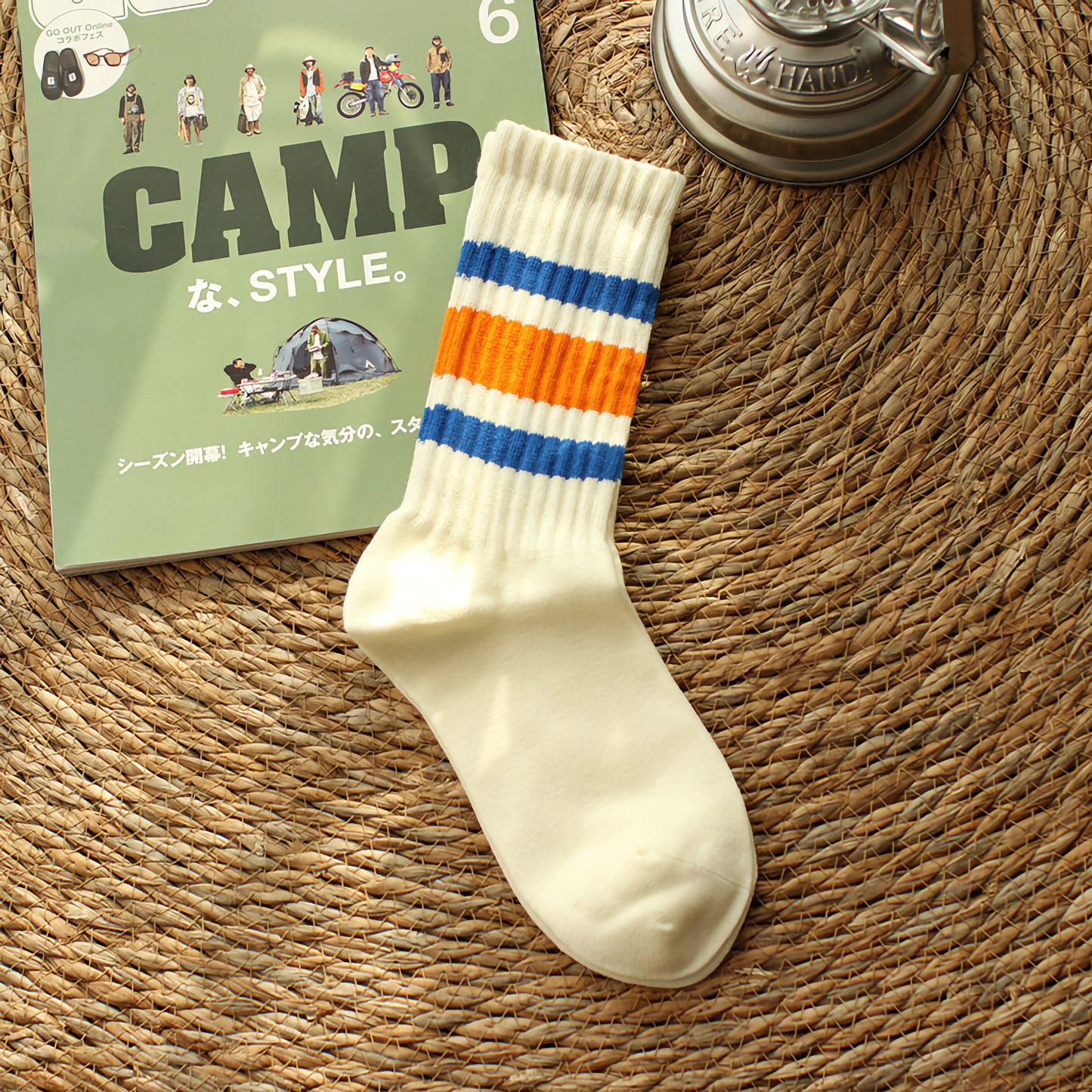 2-Pack Retro Men's Stripe Socks: Vintage Knitted Cotton Athletic Comfort
