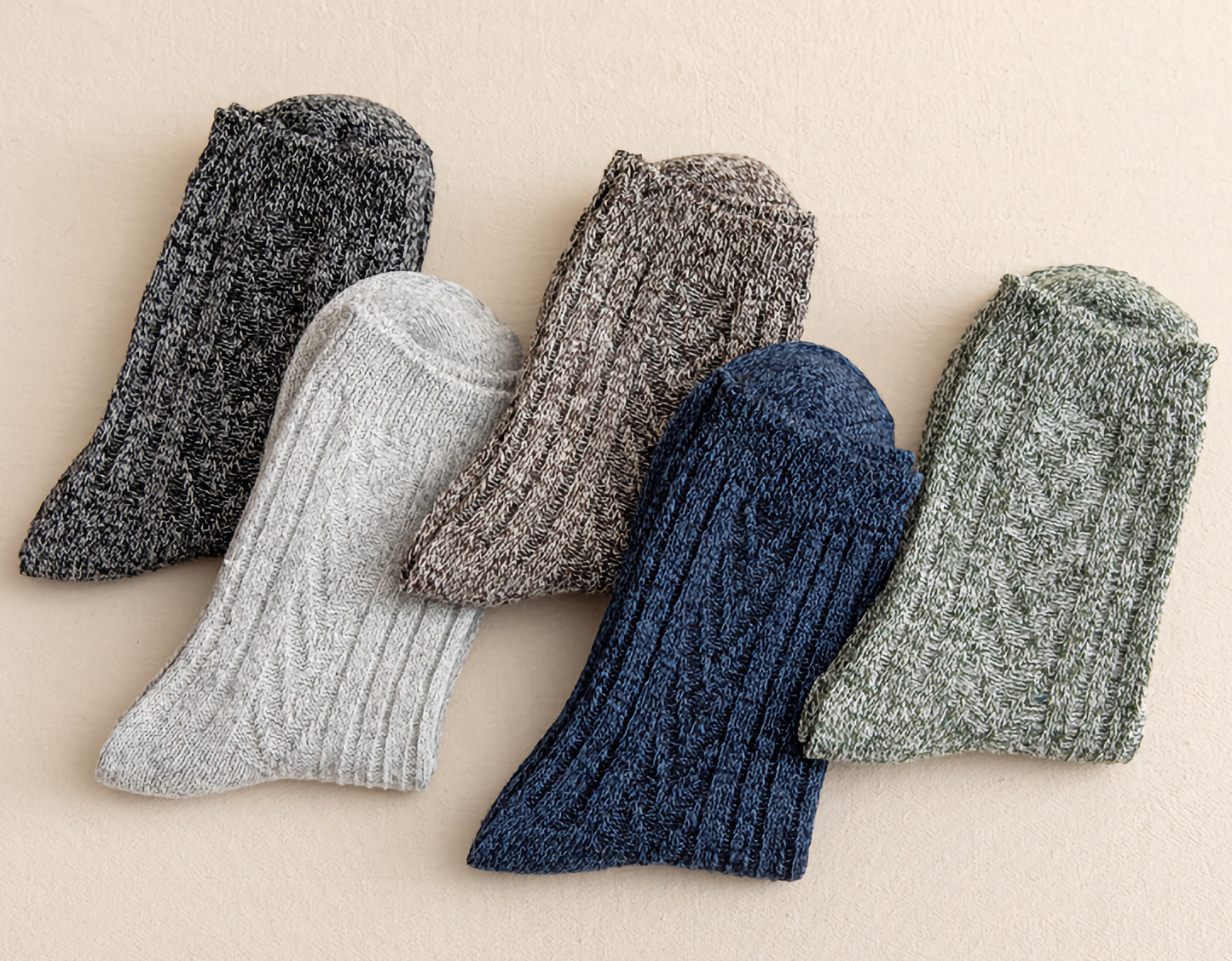 2-Pack Vintage Thick Warm Cotton Socks for Men - Business & Casual