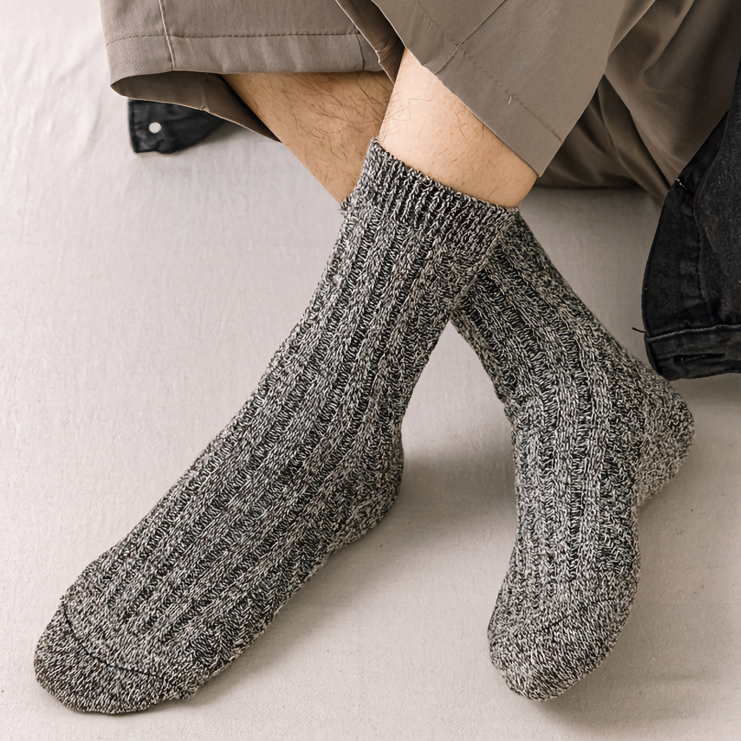 2-Pack Vintage Thick Warm Cotton Socks for Men - Business & Casual