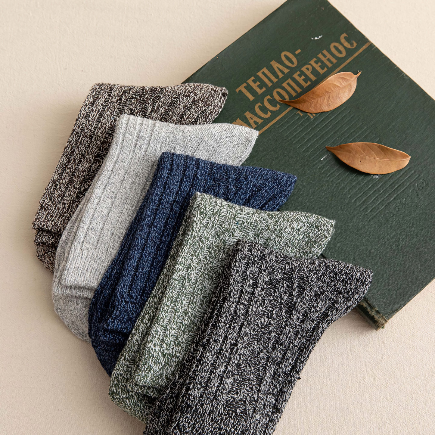 2-Pack Vintage Thick Warm Cotton Socks for Men - Business & Casual
