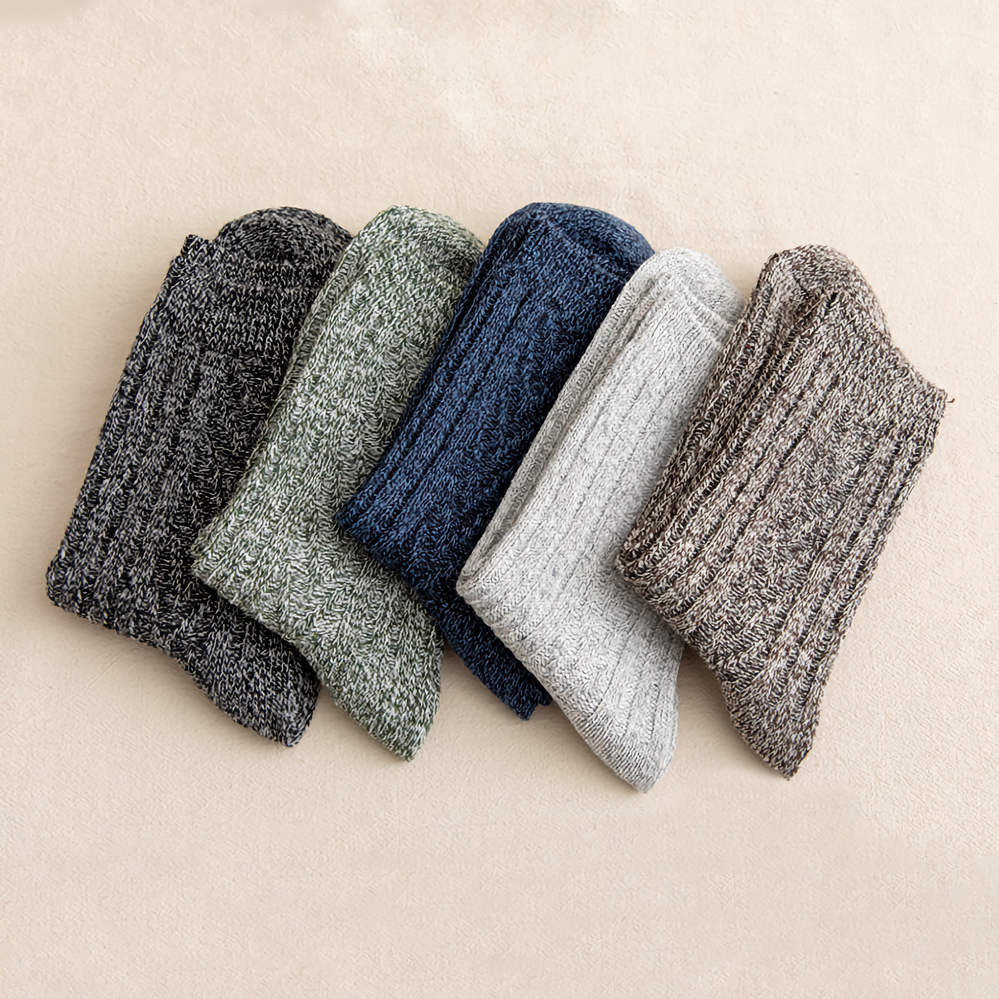 2-Pack Vintage Thick Warm Cotton Socks for Men - Business & Casual
