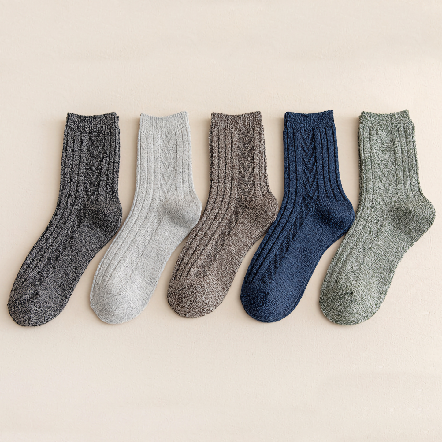 2-Pack Vintage Thick Warm Cotton Socks for Men - Business & Casual